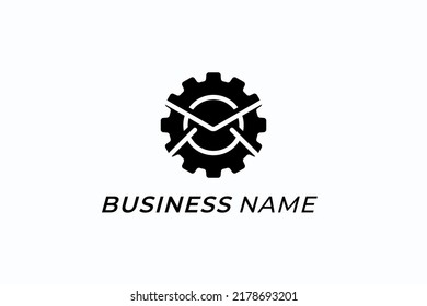 design logo combine gear machine and email