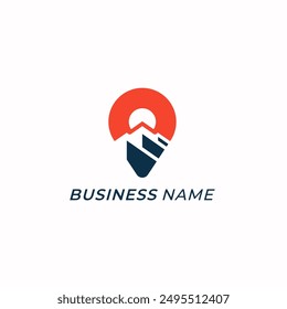 Logotipo de diseño combina ubicación GPS y montaña