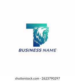 design logo combine grizzly bear and letter T