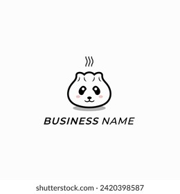 design logo combine head panda dumpling