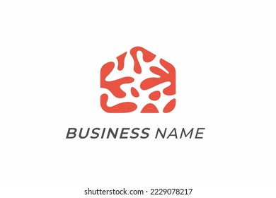 design logo combine home and coral