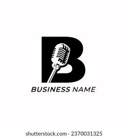 design logo combine letter B and microphone record