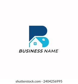 logotipo de diseño combinación de letra B y casa