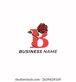 design logo combine letter B and rose flower