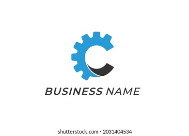design logo combine letter C and gear machine