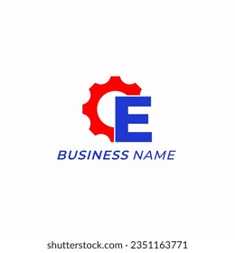 design logo combine letter E and gear