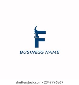 logotipo de diseño combinación de letra F y martillo