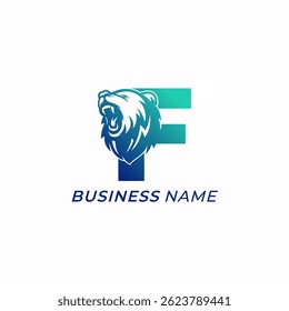 design logo combine letter F and bear head