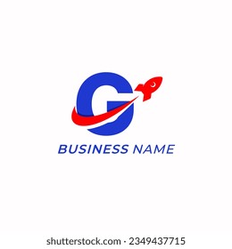 logotipo de diseño combinación de letra G y cohete