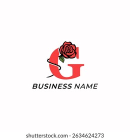design logo combine letter G and rose