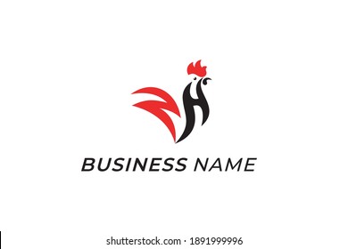 design logo combine letter H and rooster