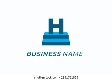 design logo combine letter H and stair