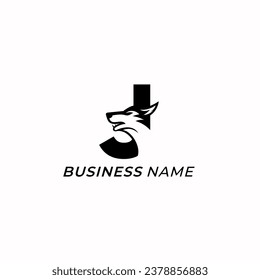 design logo combine letter J and wolf