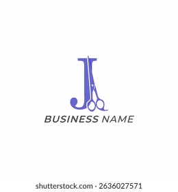 design logo combine letter J and scissors