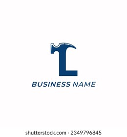 design logo combine letter L and hammer