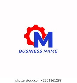 design logo combine letter M and icon gear
