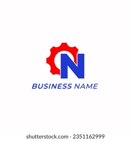 design logo combine letter N and icon gear