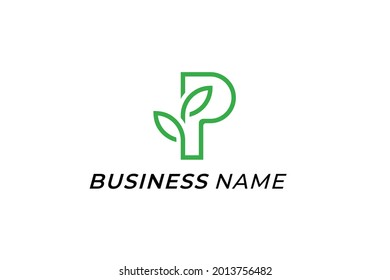 design logo combine letter P and leaf