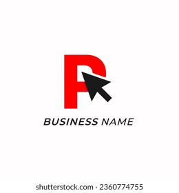 design logo combine letter P and arrow click