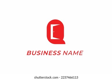 design logo combine letter Q and door icon