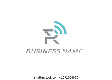 design logo combine letter R and signal wifi