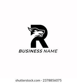 design logo combine letter R and head wolf