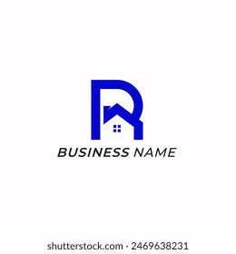 design logo combine letter R and house