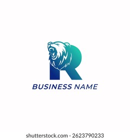design logo combine letter R and grizzly bear