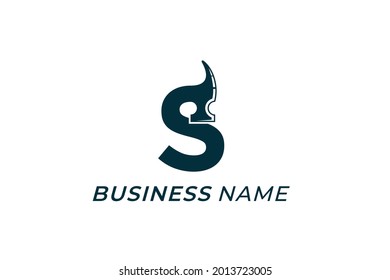 design logo combine letter S and hammer