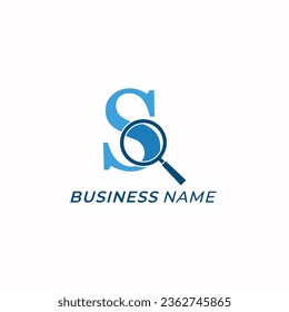 design logo combine letter S and magnifying glass