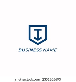 design logo combine letter I and shield