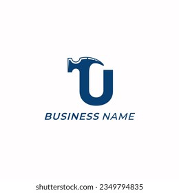 design logo combine letter U and hammer