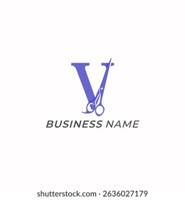 design logo combine letter V and scissors