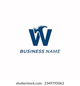 design logo combine letter W and hammer