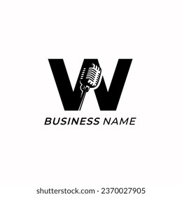 design logo combine letter W and microphone voice