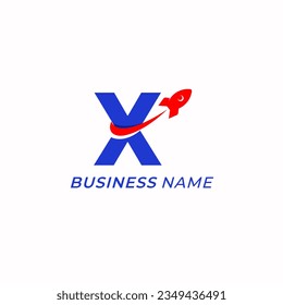 design logo combine letter X and rocket