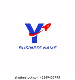 design logo combine letter Y and rocket launch