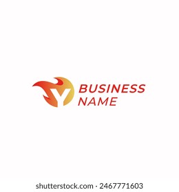 design logo combine letter Y and fire