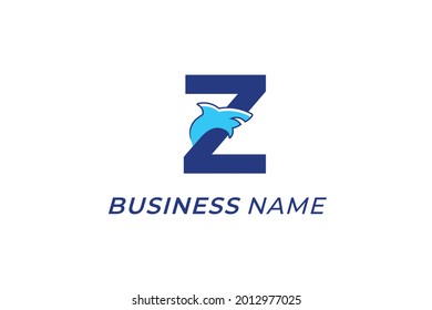 design logo combine letter Z and shark