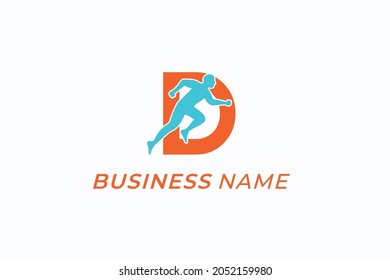 design logo combine marathon and letter D