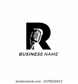 design logo combine microphone and letter R