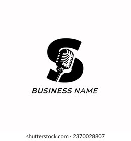 design logo combine microphone voice and letter S