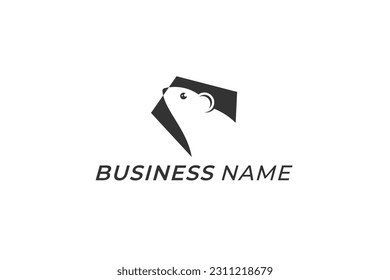 design logo combine mouse and polygon background
