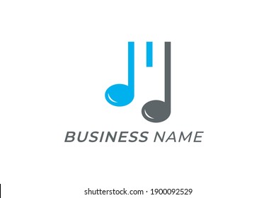 design logo combine note music and letter M