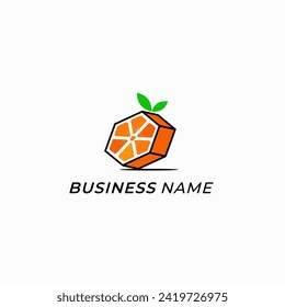 design logo combine orange fruit and hexagon