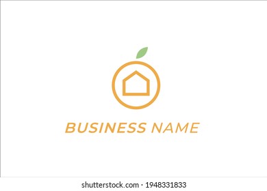 design logo combine orange juice and home