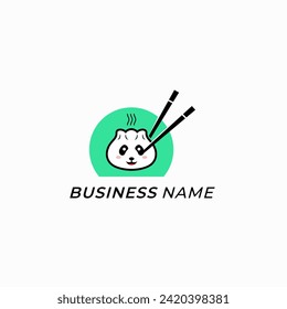 design logo combine panda dumpling