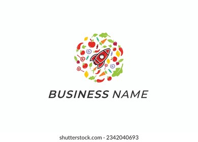 design logo combine rocket launch and vegetable