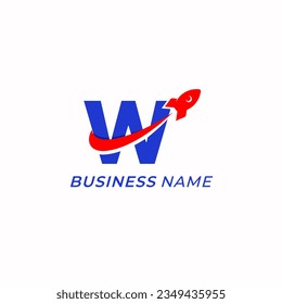 design logo combine rocket and letter W