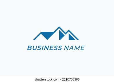 design logo combine roof home and mountain rock